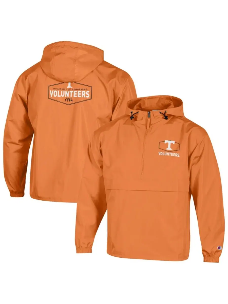 Куртка-полузамок с капюшоном, ветрозащитная, с принтом, Tennessee Delay Packable Half-Zip Hoodie