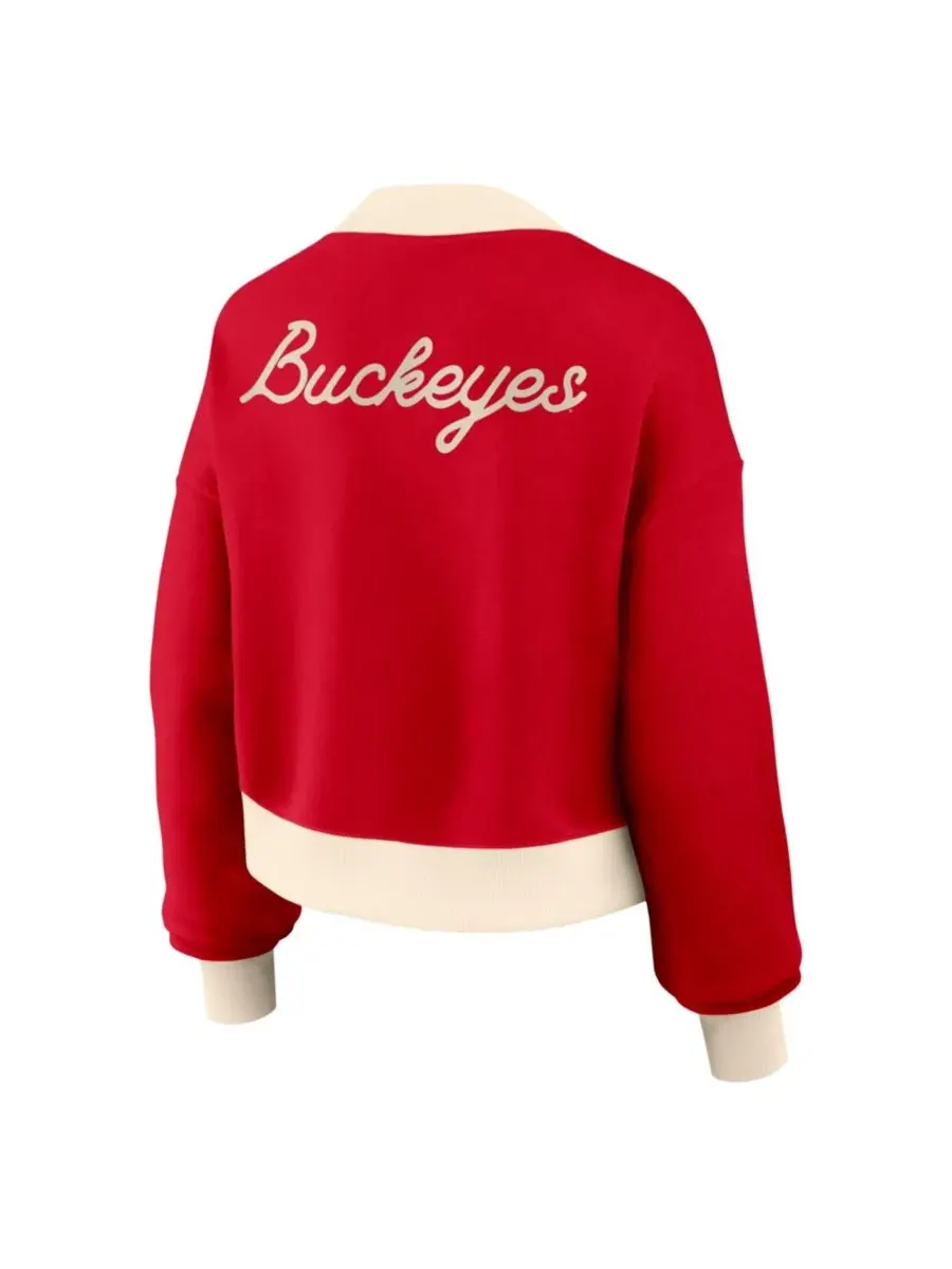 Женская куртка-бомбер из флиса оверсайз укороченная Nike Ohio State Buckeyes — изображение 3 из 3, алый