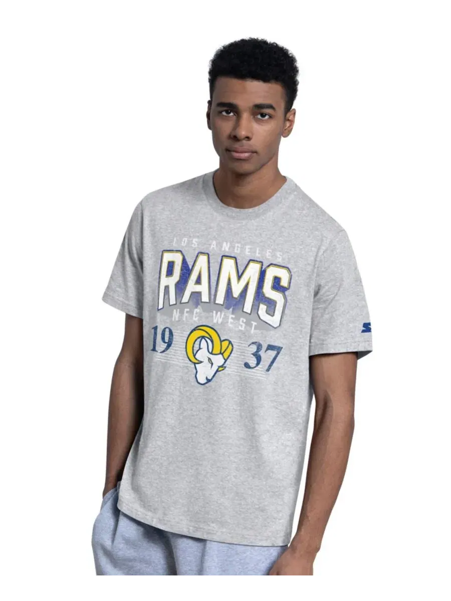 Комплект из 2 футболок с принтом команды Los Angeles Rams Starter — изображение 3 из 5, серый
