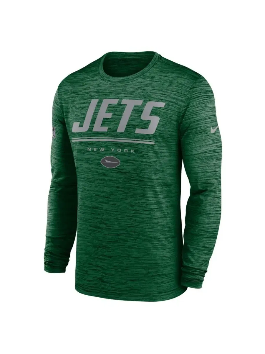 Футболка с длинным рукавом New York Jets Sideline Offensive Transition Velocity Dri-FIT Nike — изображение 2 из 3, зеленый