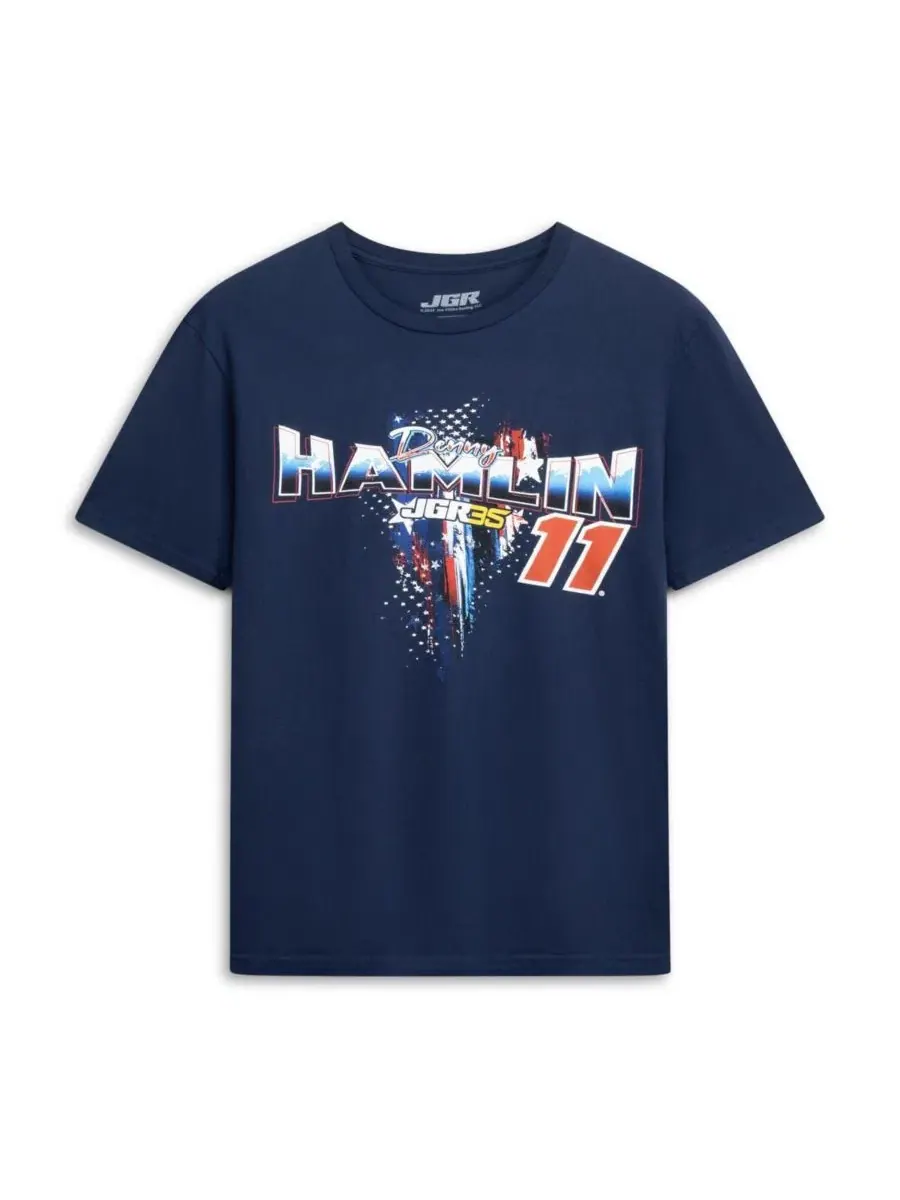 Футболка мужская с принтом Denny Hamlin 11 Debt Relief Joe Gibbs Racing Team Collection — изображение 2 из 4, темно-синий