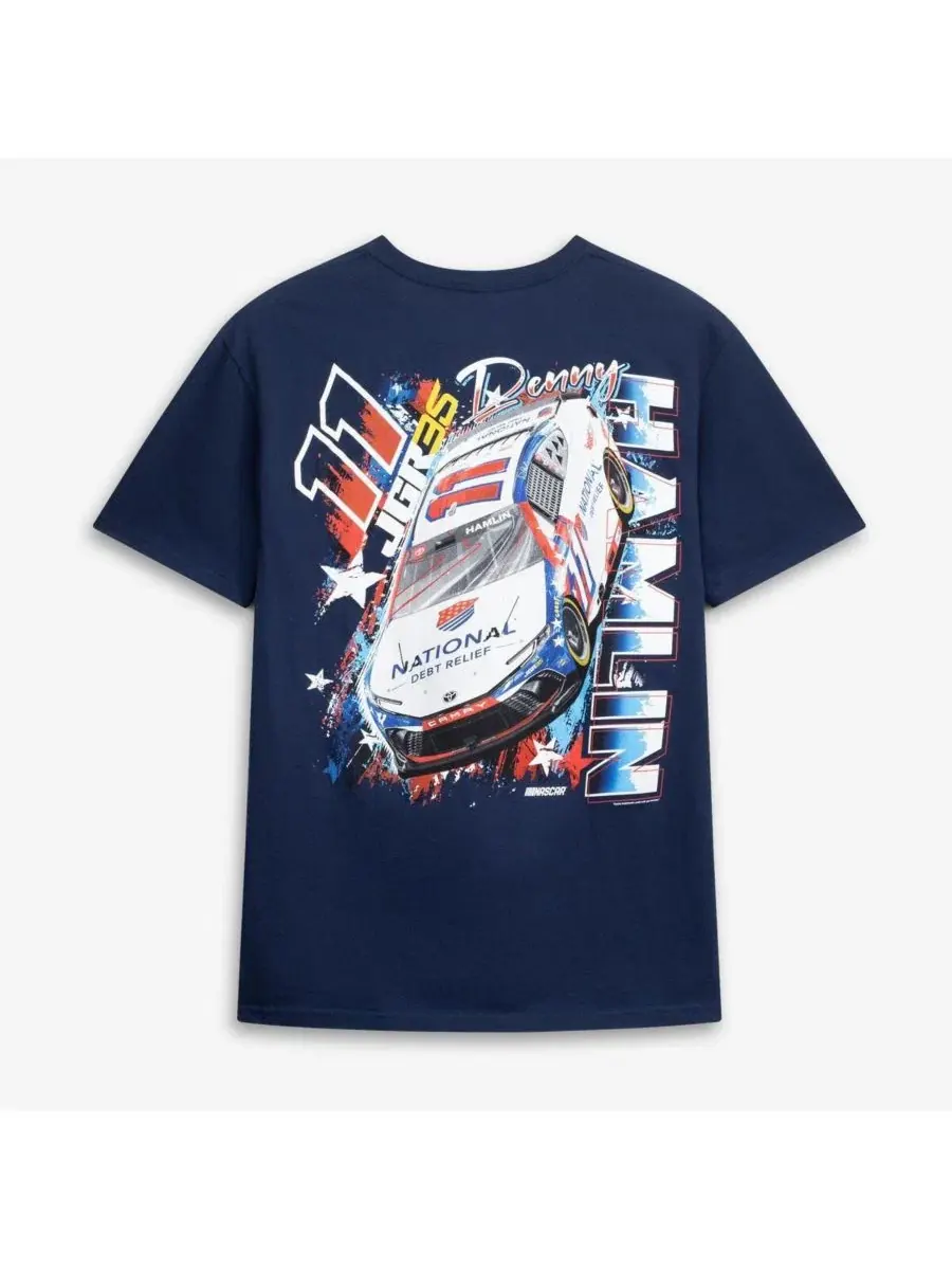 Футболка мужская с принтом Denny Hamlin 11 Debt Relief Joe Gibbs Racing Team Collection — изображение 3 из 4, темно-синий