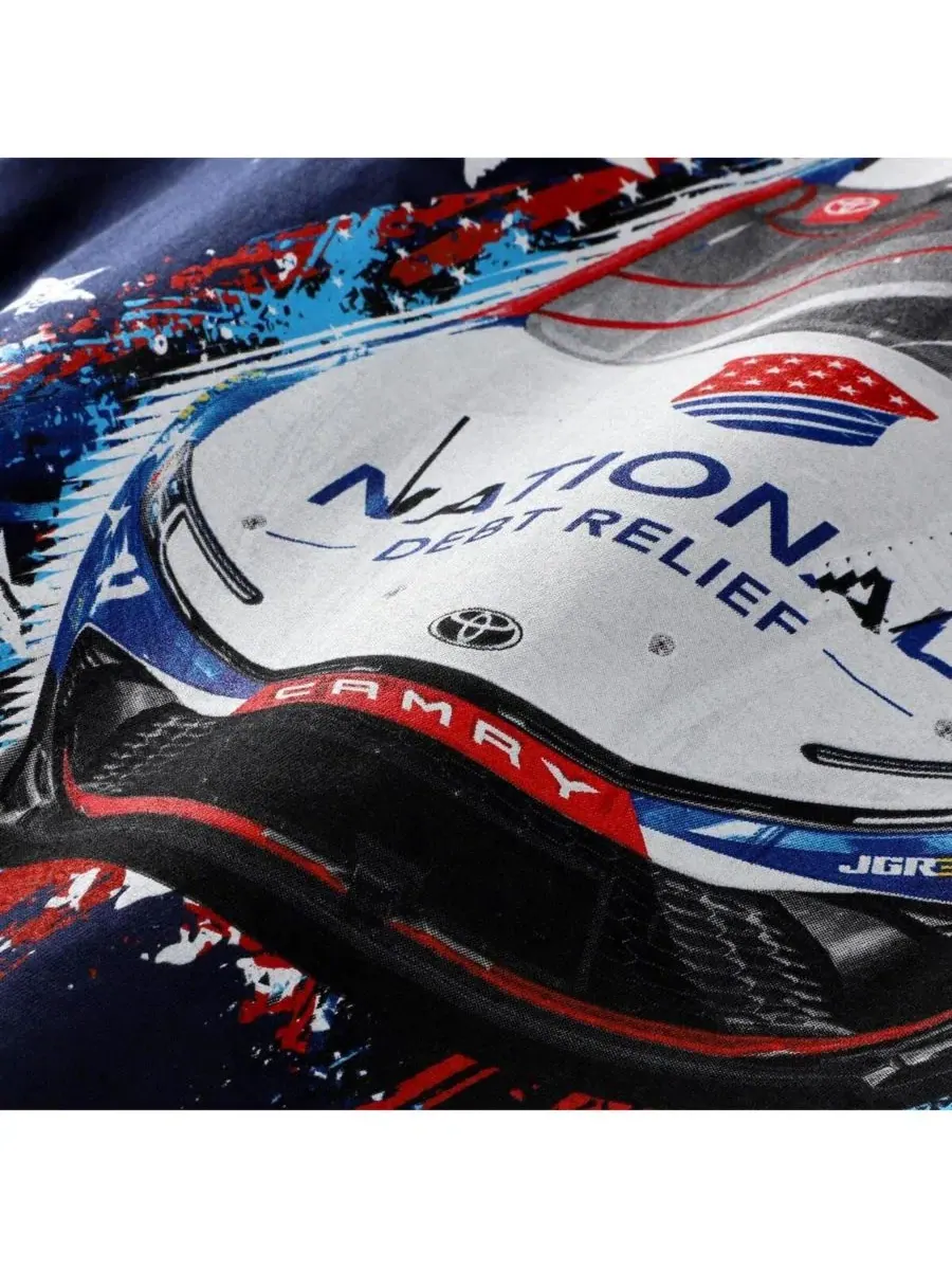 Футболка мужская с принтом Denny Hamlin 11 Debt Relief Joe Gibbs Racing Team Collection — изображение 4 из 4, темно-синий
