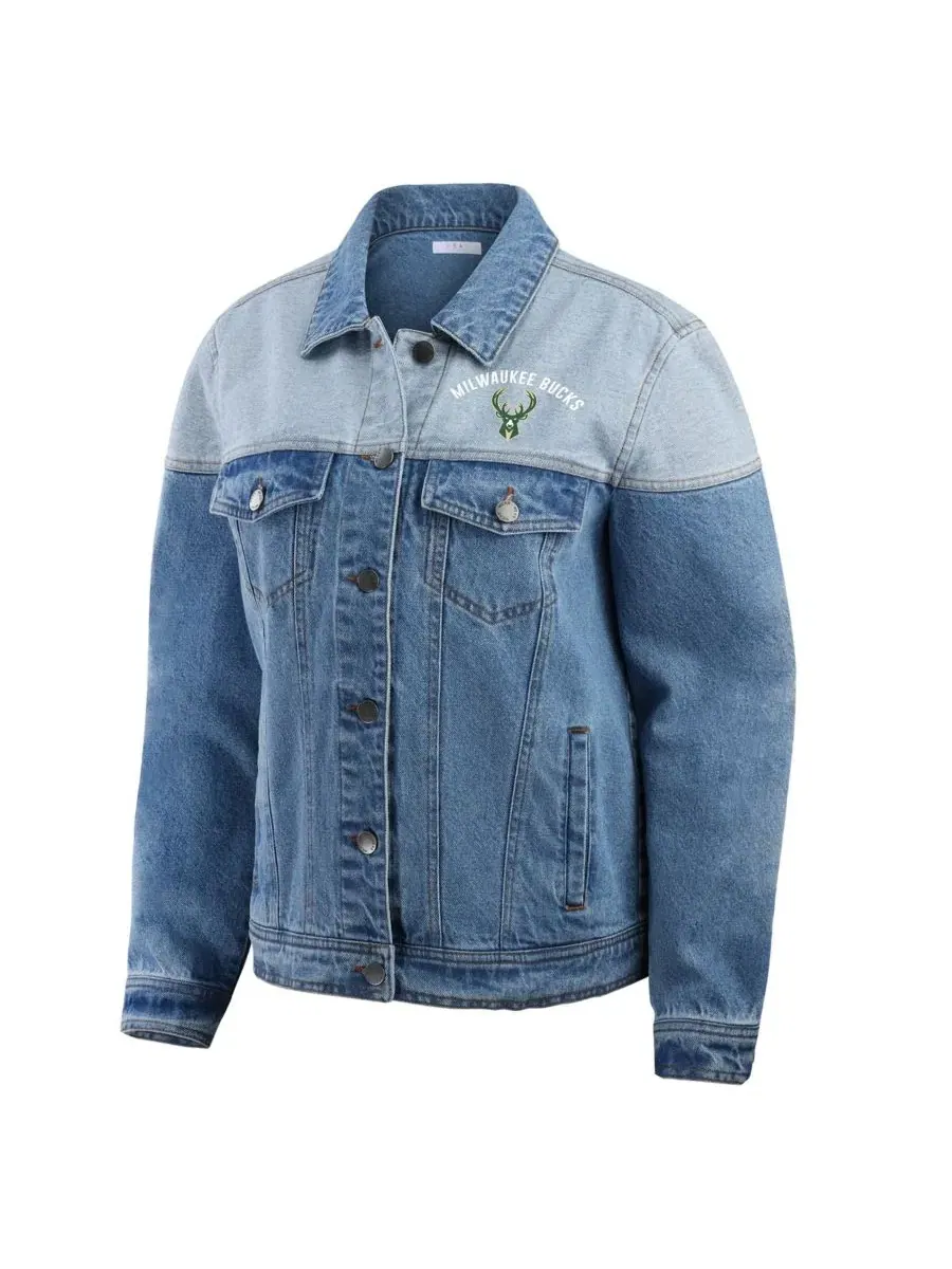 Джинсовая куртка с полной застежкой на пуговицы, Milwaukee Bucks WEAR by Erin Andrews — изображение 2 из 5, синий