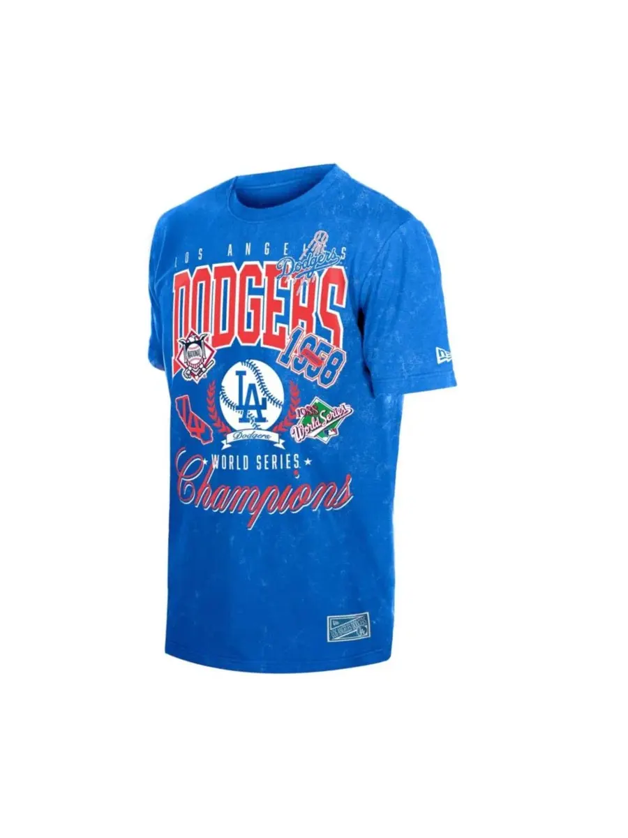 Футболка с принтом Mineral Wash Los Angeles Dodgers New Era — изображение 2 из 4, королевский