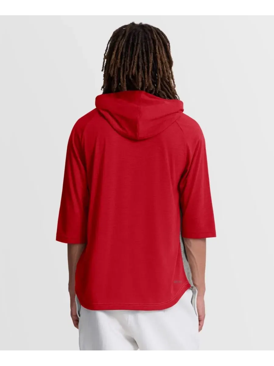 Футболка с капюшоном и рукавом 3/4 Nike Flux Dri-FIT — изображение 3 из 4, серый красный