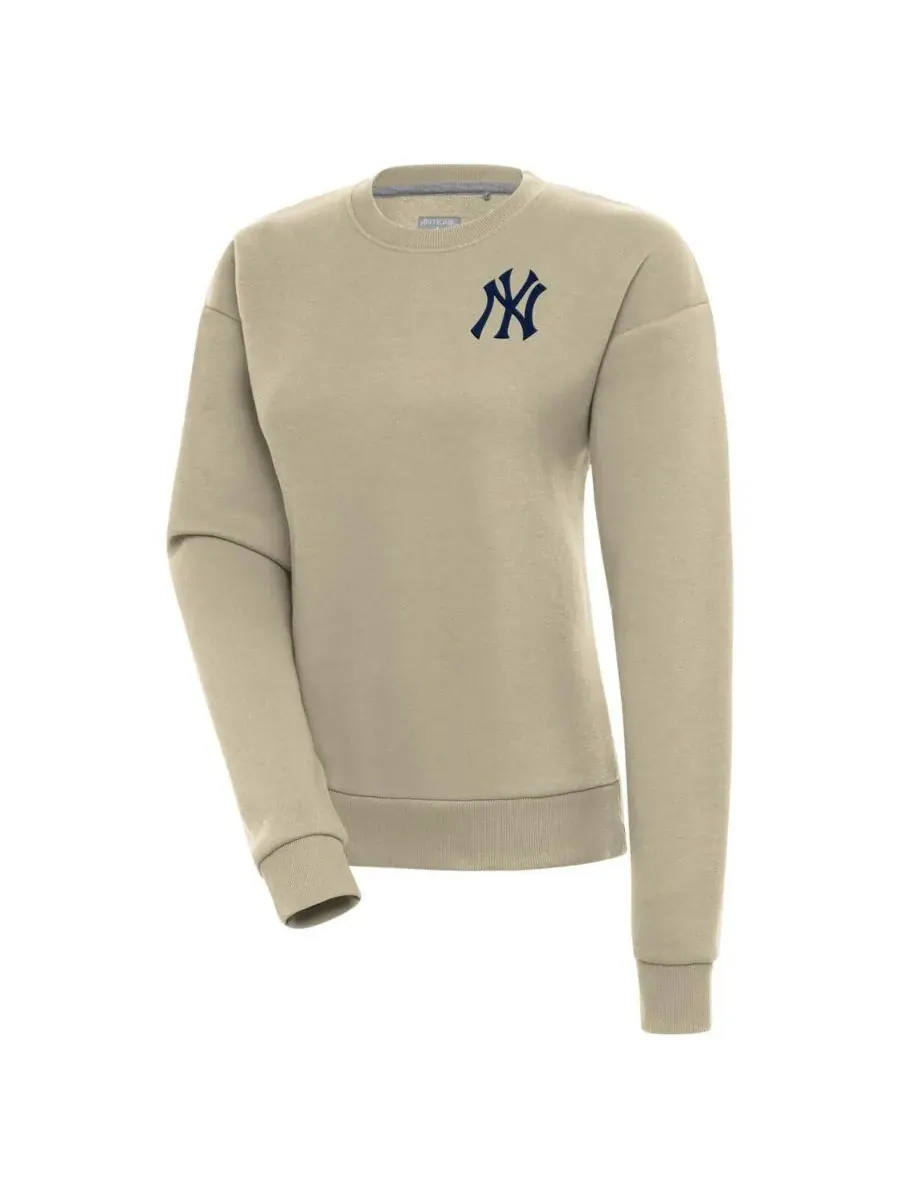 Antigua Женская толстовка цвета хаки с символикой New York Yankees и надписью Victory