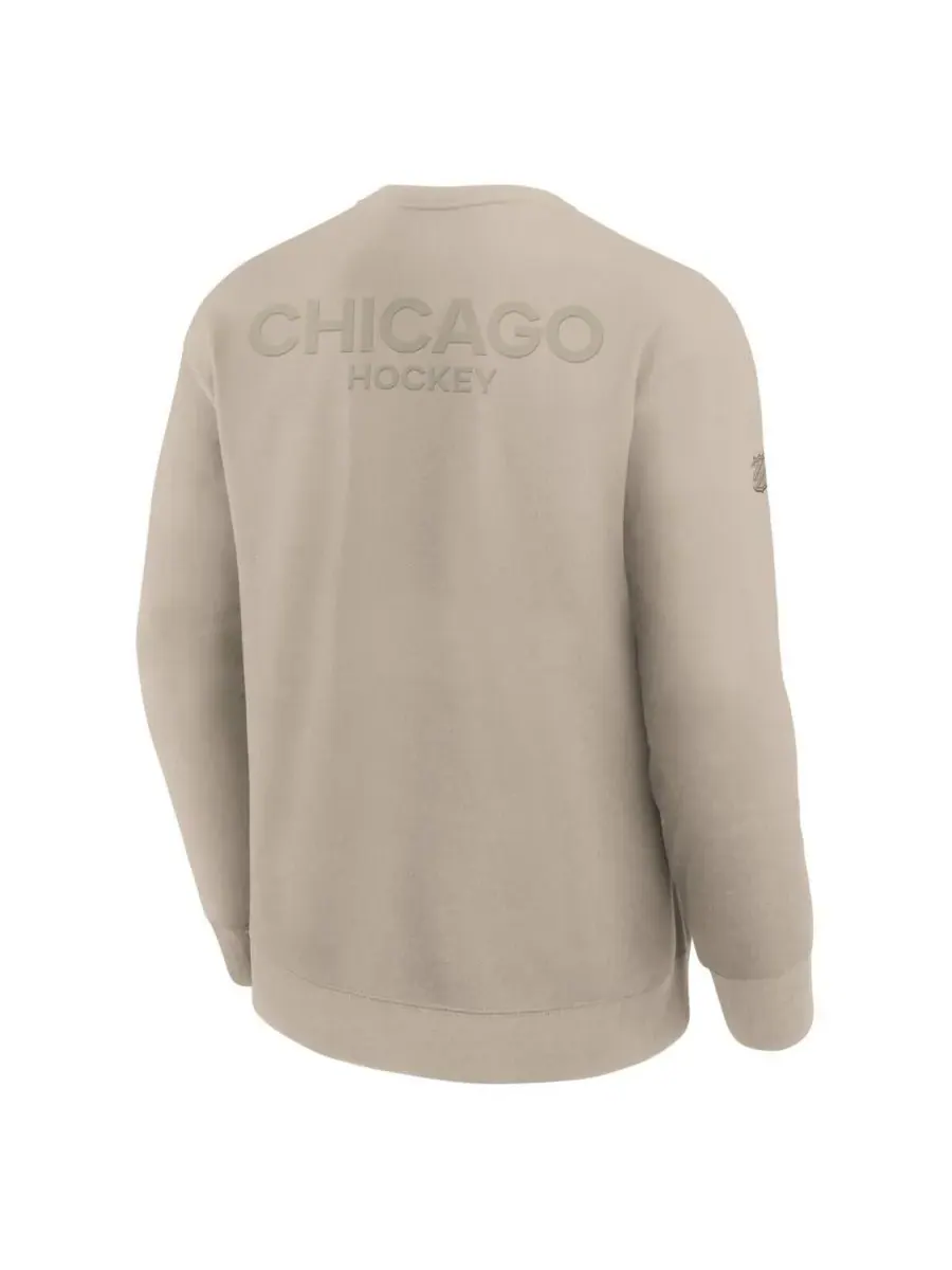 Fanatics Мужская бежевая толстовка Chicago Blackhawks Authentic Pro Road Tri-Blend — изображение 3 из 3, бежевый