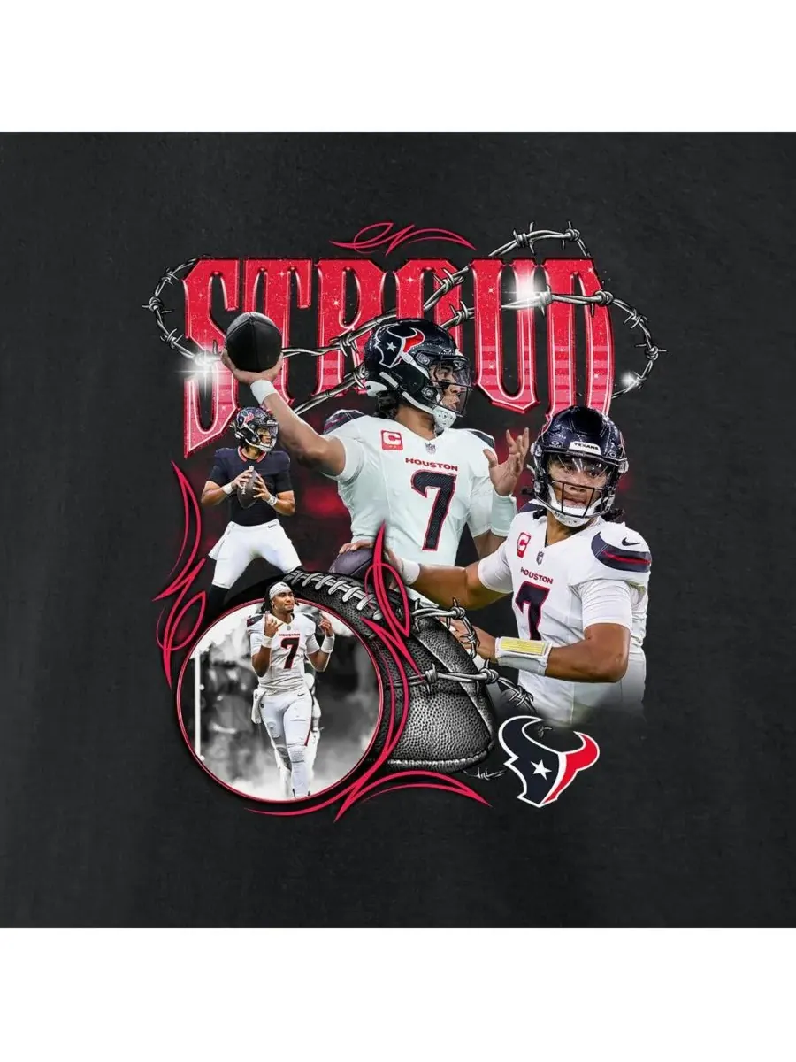 Fanatics Мужская черная футболка CJ Stroud с изображением известного игрока команды Houston Texans — изображение 4 из 4