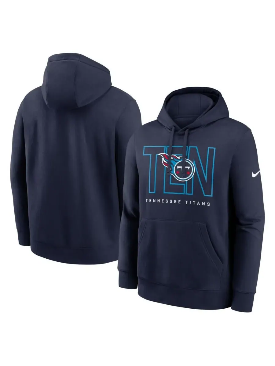 Nike Мужская флисовая толстовка с капюшоном Tennessee Titans Busted Play Club темно-синего цвета