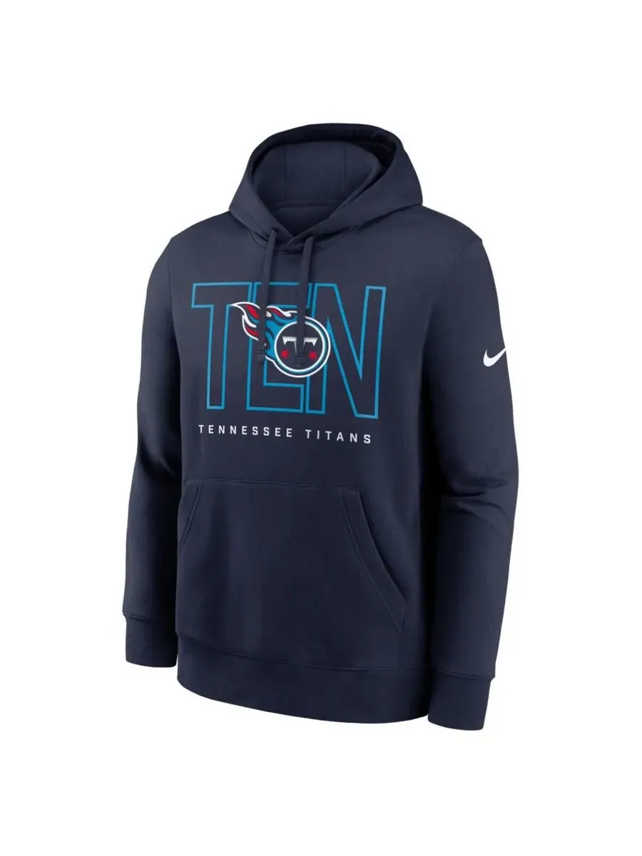 Nike Мужская флисовая толстовка с капюшоном Tennessee Titans Busted Play Club темно-синего цвета — изображение 2 из 3