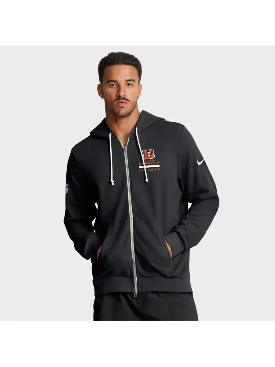 Nike Мужская черная толстовка на молнии Cincinnati Bengals Sideline Standard Issue Utility Player