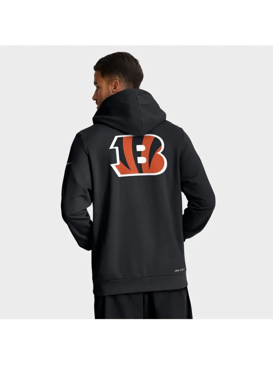 Nike Мужская черная толстовка на молнии Cincinnati Bengals Sideline Standard Issue Utility Player — изображение 2 из 5