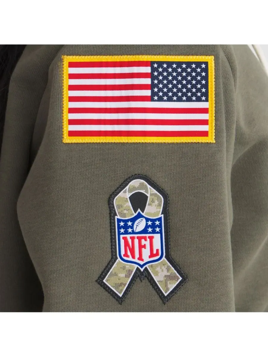Nike Женская толстовка оливкового цвета Baltimore Ravens 2025 Salute to Service Sideline Standard — изображение 5 из 5