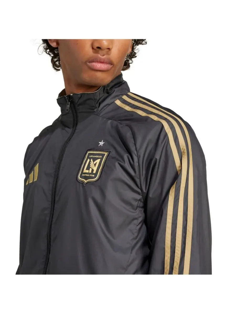 Adidas Мужская двусторонняя куртка на молнии LAFC 2025 Anthem — изображение 4 из 4, черный белый