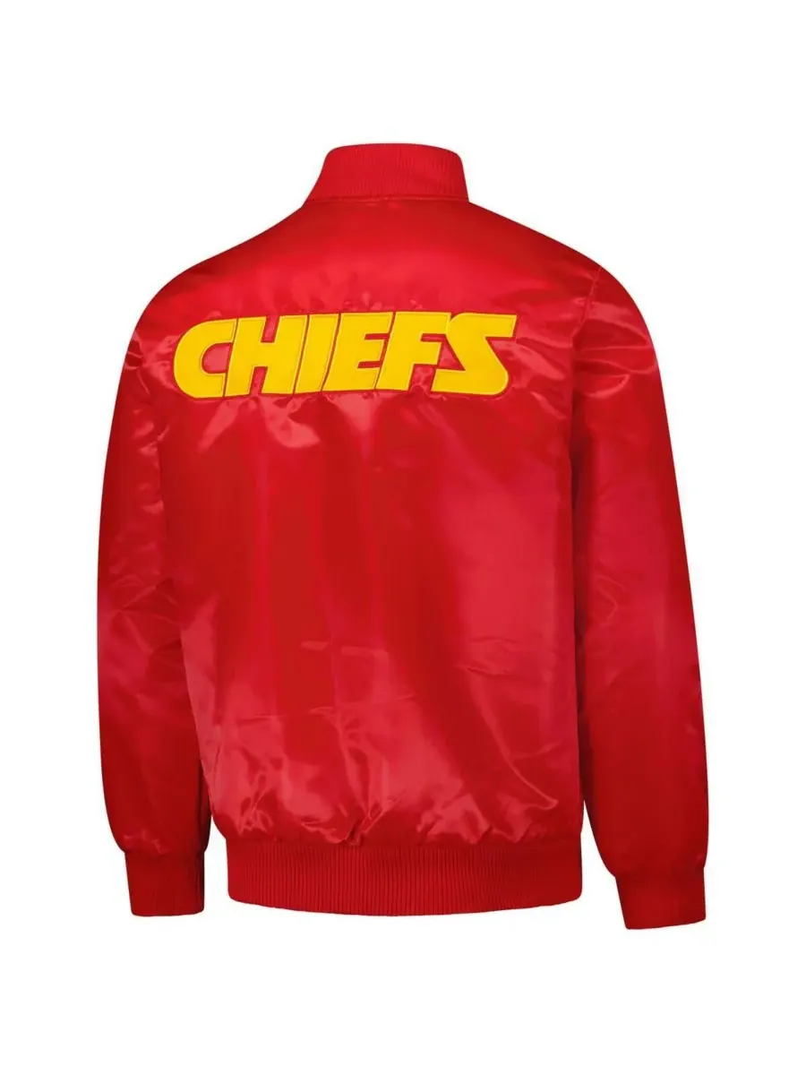 Starter Мужская красная эксклюзивная атласная куртка-бомбер Kansas City Chiefs с застежкой на — изображение 3 из 4, красный