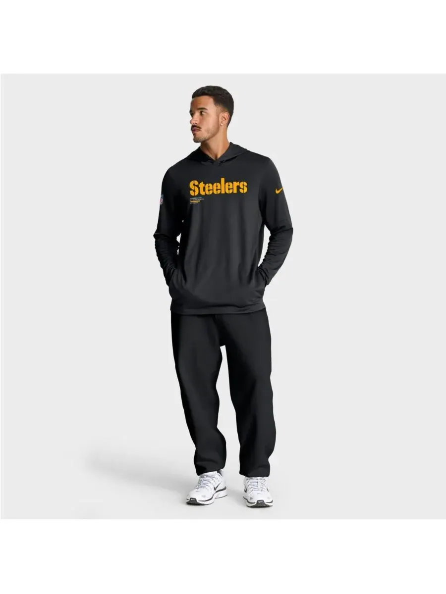 Nike Мужская черная толстовка с длинными рукавами Pittsburgh Steelers Big Tall Sideline Performance — изображение 3 из 5