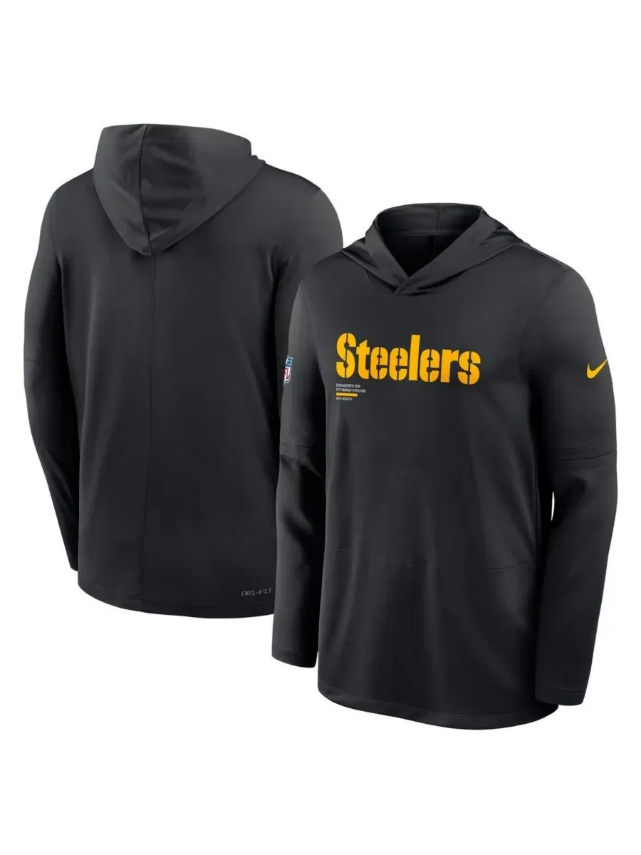 Nike Мужская черная толстовка с длинными рукавами Pittsburgh Steelers Big Tall Sideline Performance — изображение 4 из 5