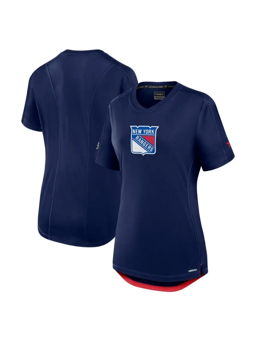 Fanatics Женская темно-синяя футболка New York Rangers Authentic Pro Rink Tech
