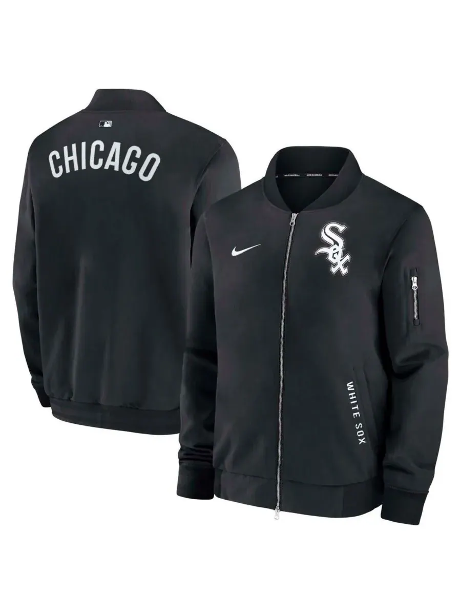 Nike Мужская черная куртка-бомбер на молнии Chicago White Sox Authentic Collection Dugout