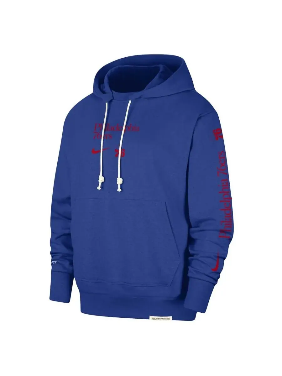 Мужская толстовка с капюшоном Royal Philadelphia 76ers Authentic Performance Pullover Hoodie Nike — изображение 3 из 3