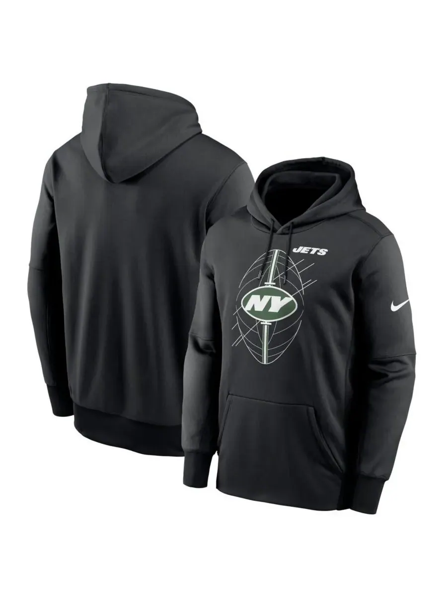 Nike Мужская черная толстовка с капюшоном из флиса с символикой New York Jets