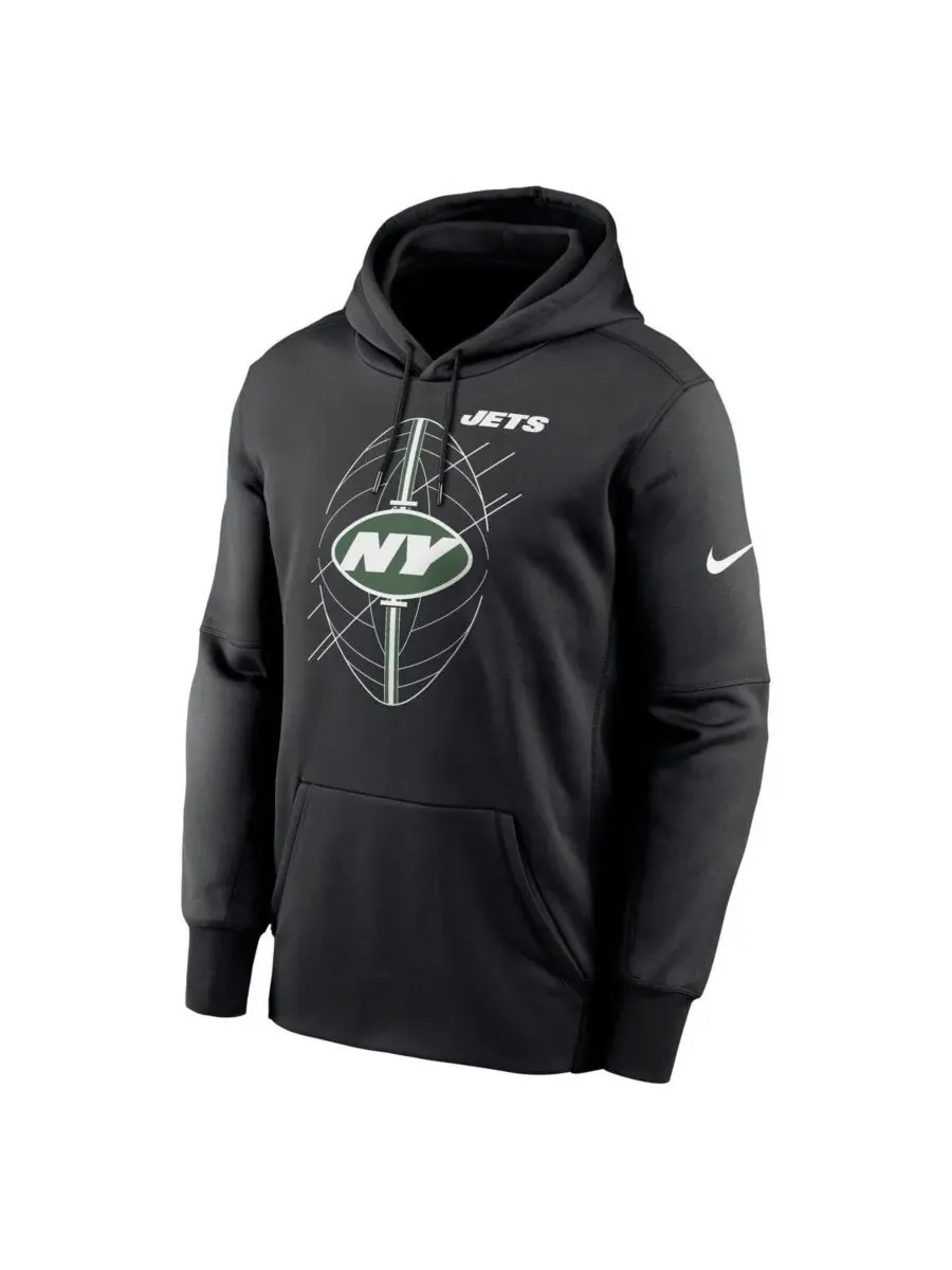 Nike Мужская черная толстовка с капюшоном из флиса с символикой New York Jets — изображение 3 из 3, черный