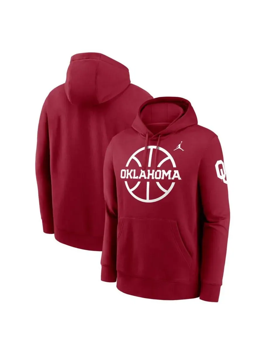Jordan Мужская флисовая толстовка с капюшоном в стиле «Crimson Oklahoma Sooners Basketball Icon