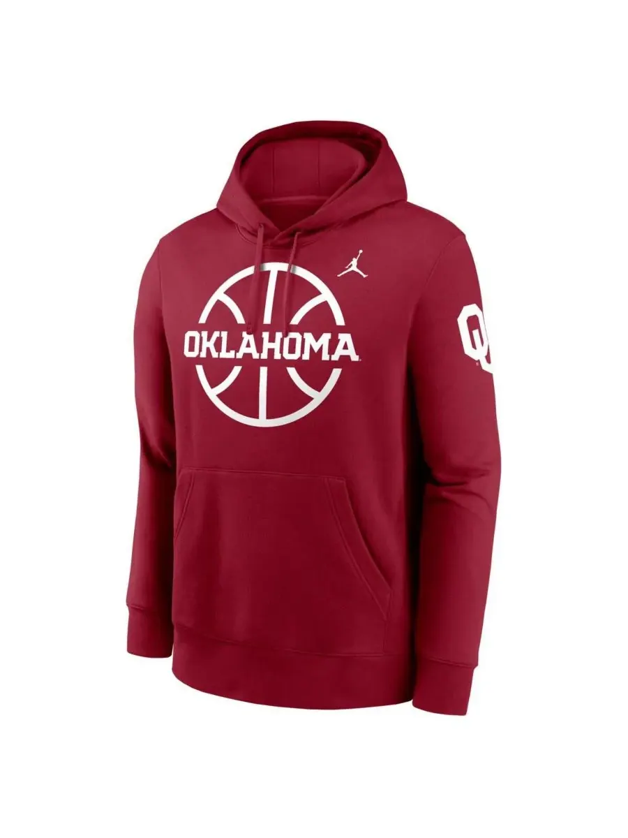 Jordan Мужская флисовая толстовка с капюшоном в стиле «Crimson Oklahoma Sooners Basketball Icon — изображение 3 из 3, красный