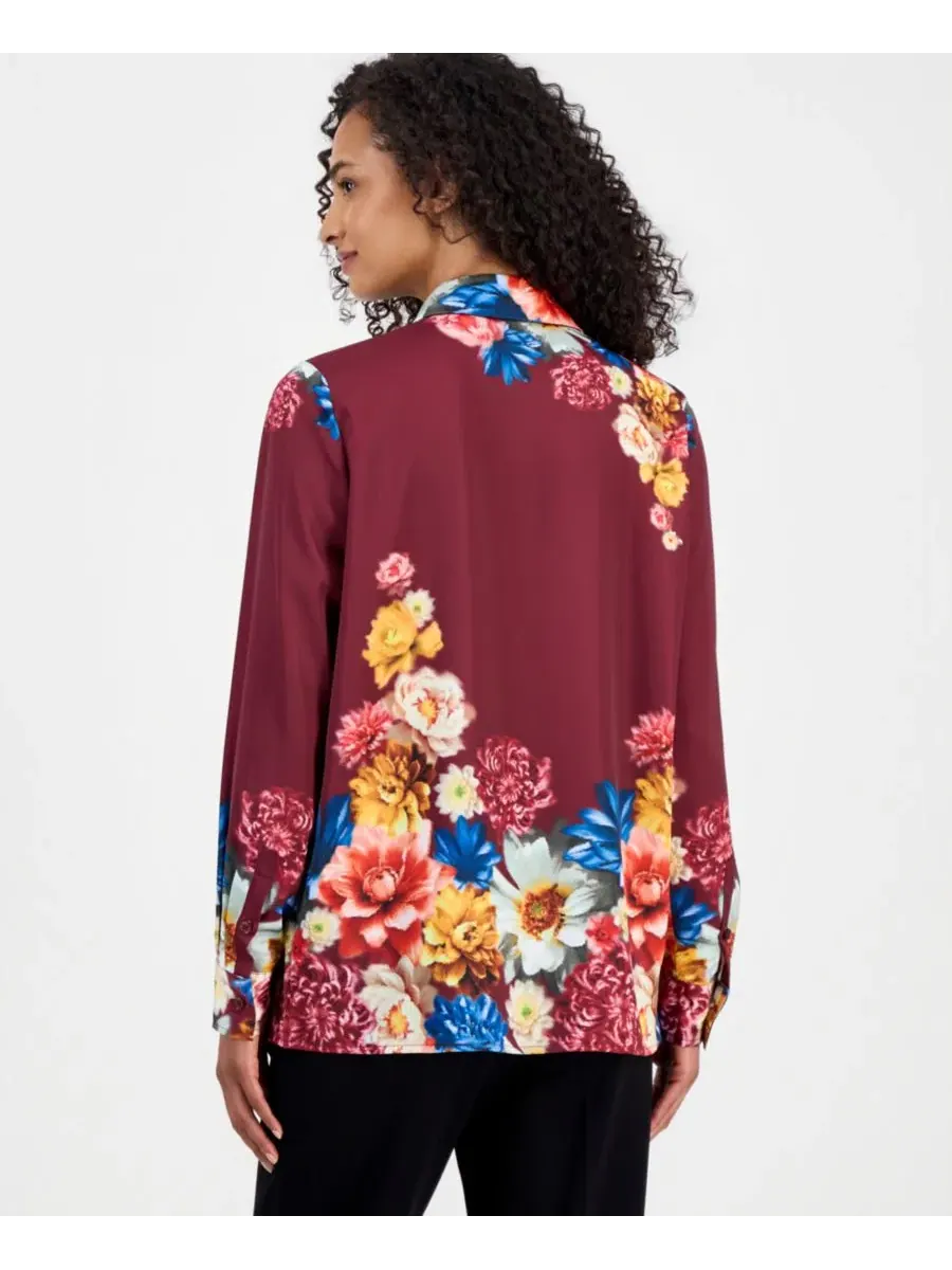 Блуза-туника с длинным рукавом T Tahari, Blooming Dream Print — изображение 2 из 4