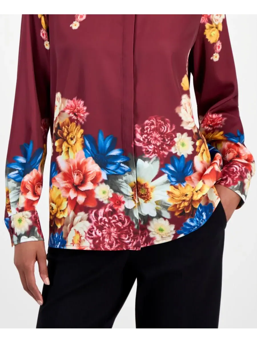 Блуза-туника с длинным рукавом T Tahari, Blooming Dream Print — изображение 3 из 4