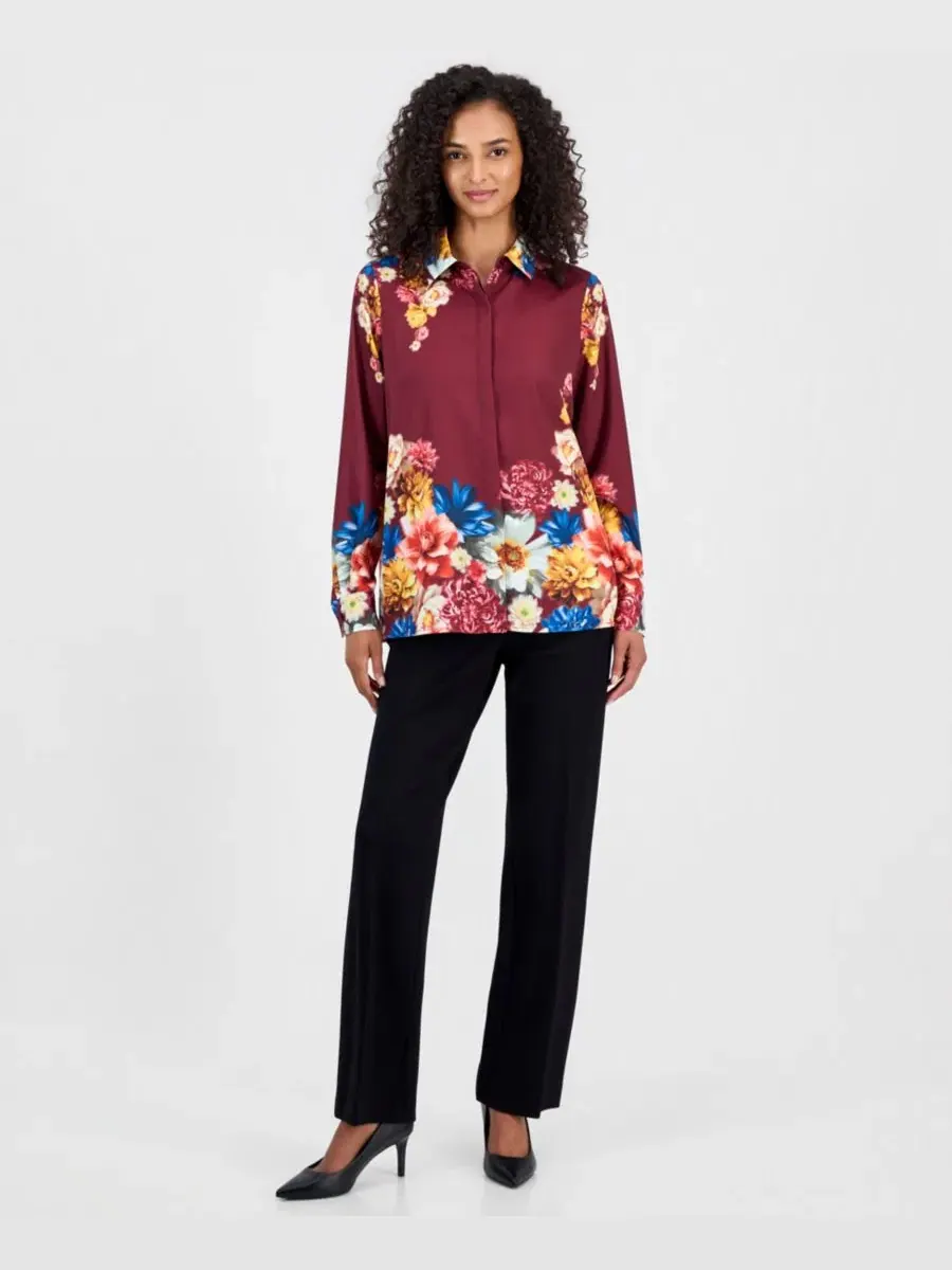 Блуза-туника с длинным рукавом T Tahari, Blooming Dream Print — изображение 4 из 4