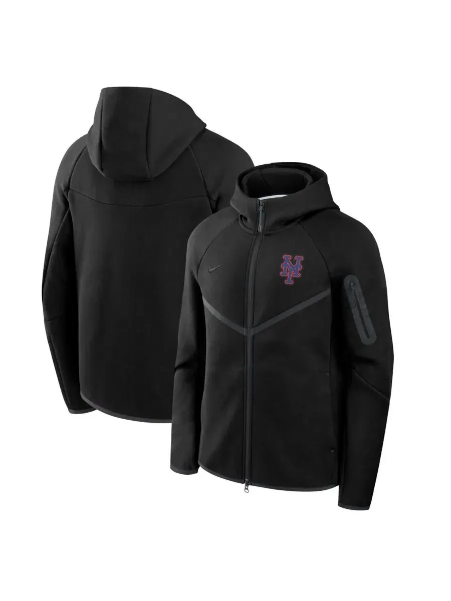 Мужская черная толстовка-ветровка на молнии New York Mets Tech Fleece Windrunner Nike