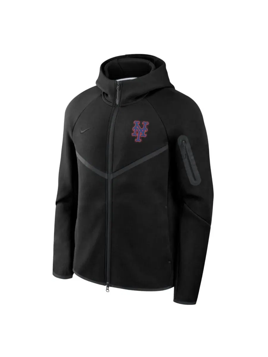 Мужская черная толстовка-ветровка на молнии New York Mets Tech Fleece Windrunner Nike — изображение 3 из 3, черный
