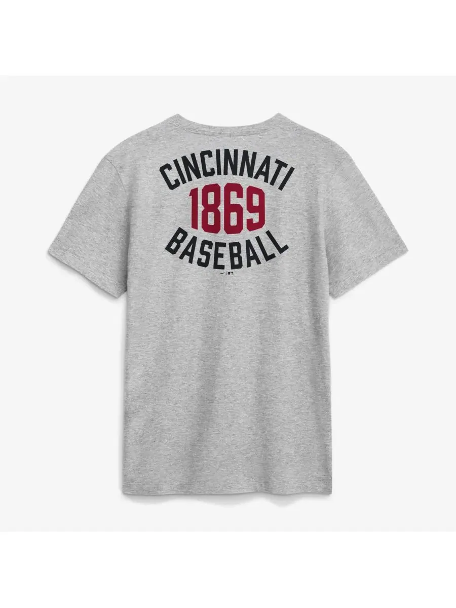 Мужская футболка цвета светло-серого меланжа с надписью «Cincinnati Reds Cooperstown 2-Hit» Nike — изображение 3 из 5, серый