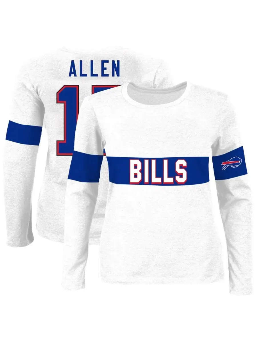Футболка с длинным рукавом Josh Allen Ash Buffalo Bills Plus Size Fanatics