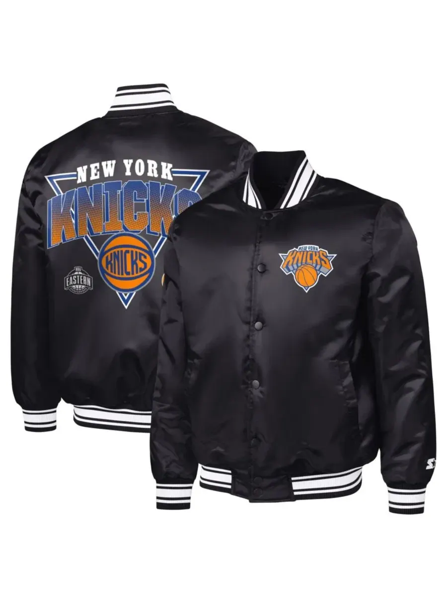 Ветровка-бомбер с принтом New York Knicks Starter — изображение 2 из 3, черный