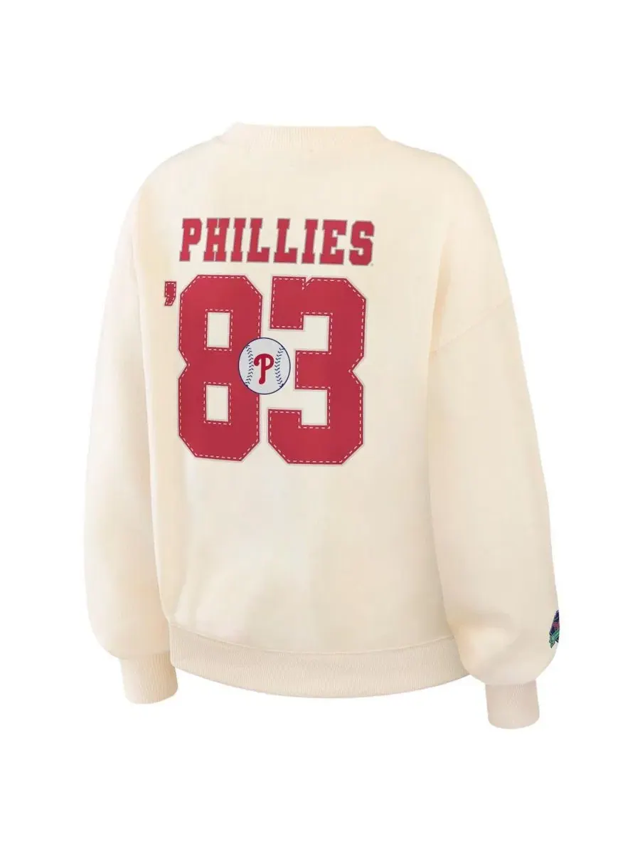 Женский свитшот с круглым вырезом Philadelphia Phillies, с принтом WEAR by Erin Andrews — изображение 3 из 6, бежевый