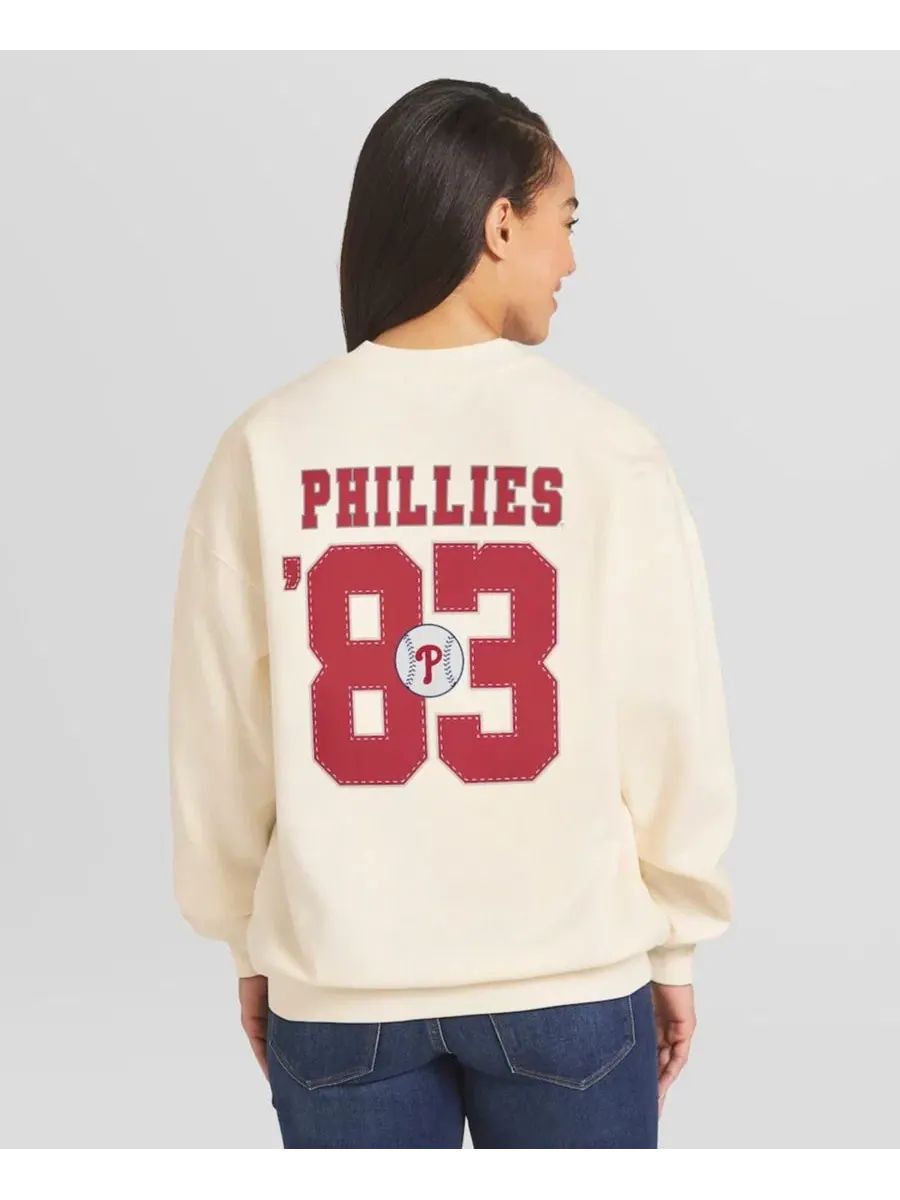 Женский свитшот с круглым вырезом Philadelphia Phillies, с принтом WEAR by Erin Andrews — изображение 4 из 6, бежевый