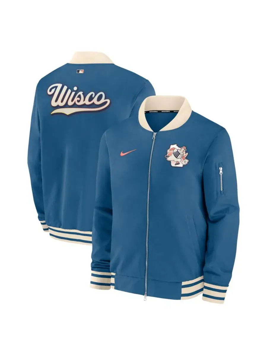 Куртка-бомбер мужская свободного кроя Nike Milwaukee Brewers 2026 City Connect Authentic Collection