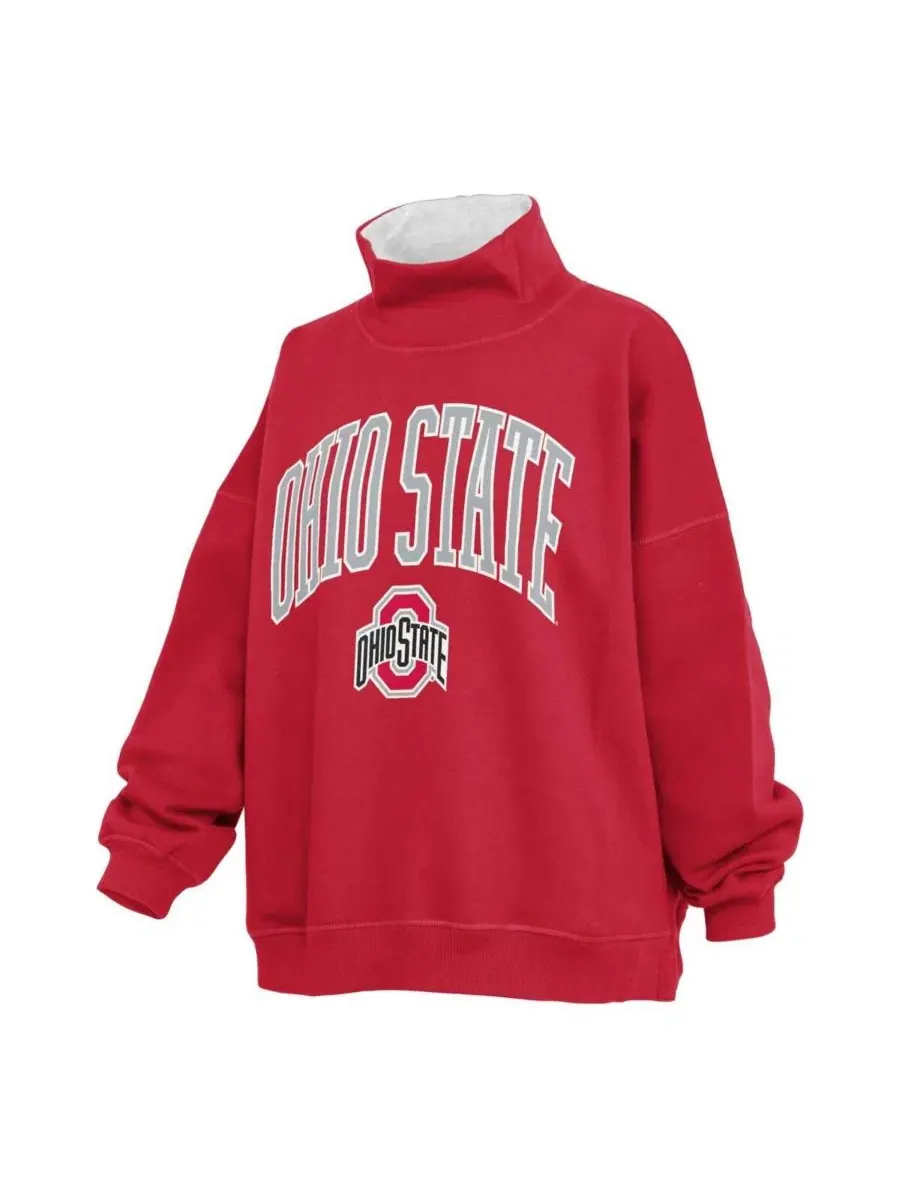 Свитшот с высоким воротом Oversized Ohio State Buckeyes Pressbox — изображение 2 из 3, алый