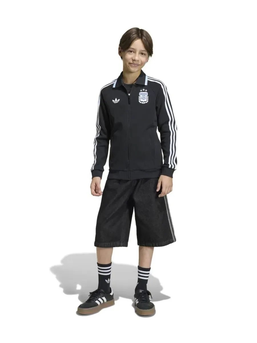 Детская куртка-антема с флисовым воротником, с длинным рукавом adidas — изображение 3 из 5, черный