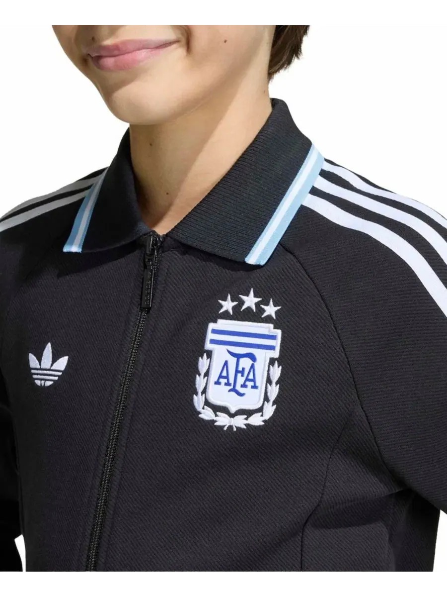 Детская куртка-антема с флисовым воротником, с длинным рукавом adidas — изображение 4 из 5, черный