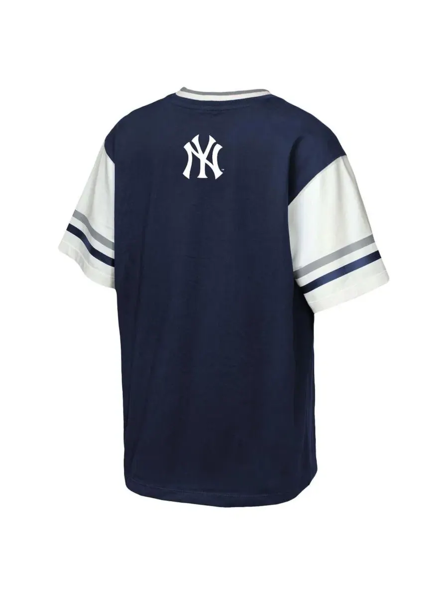 Футболка-алонгслив с рингер-дизайном New York Yankees Big League Base Runner Outerstuff — изображение 2 из 3, темно-синий