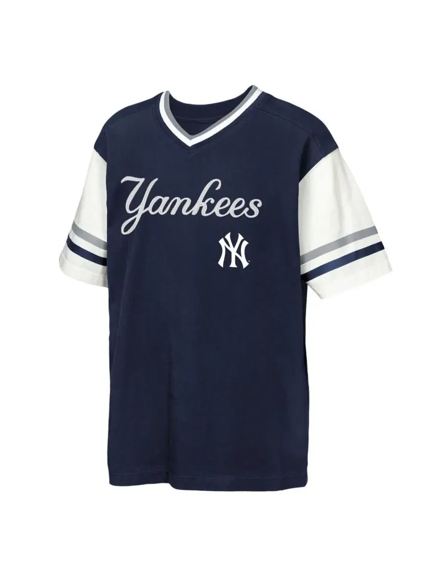 Футболка-алонгслив с рингер-дизайном New York Yankees Big League Base Runner Outerstuff — изображение 3 из 3, темно-синий
