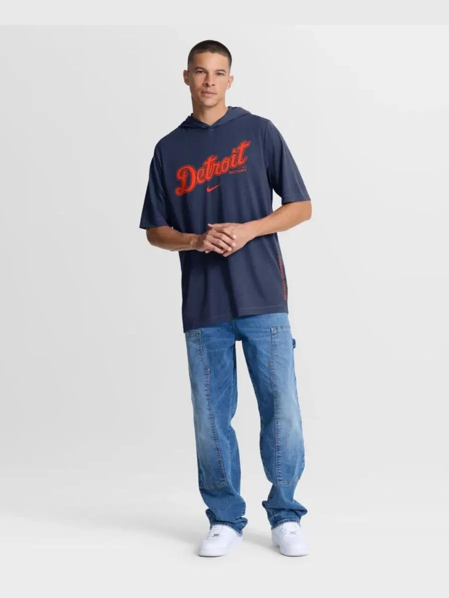 Худи-футболка Nike Detroit Tigers Arched Wordmark Tri-Blend — изображение 2 из 3, темно-синий