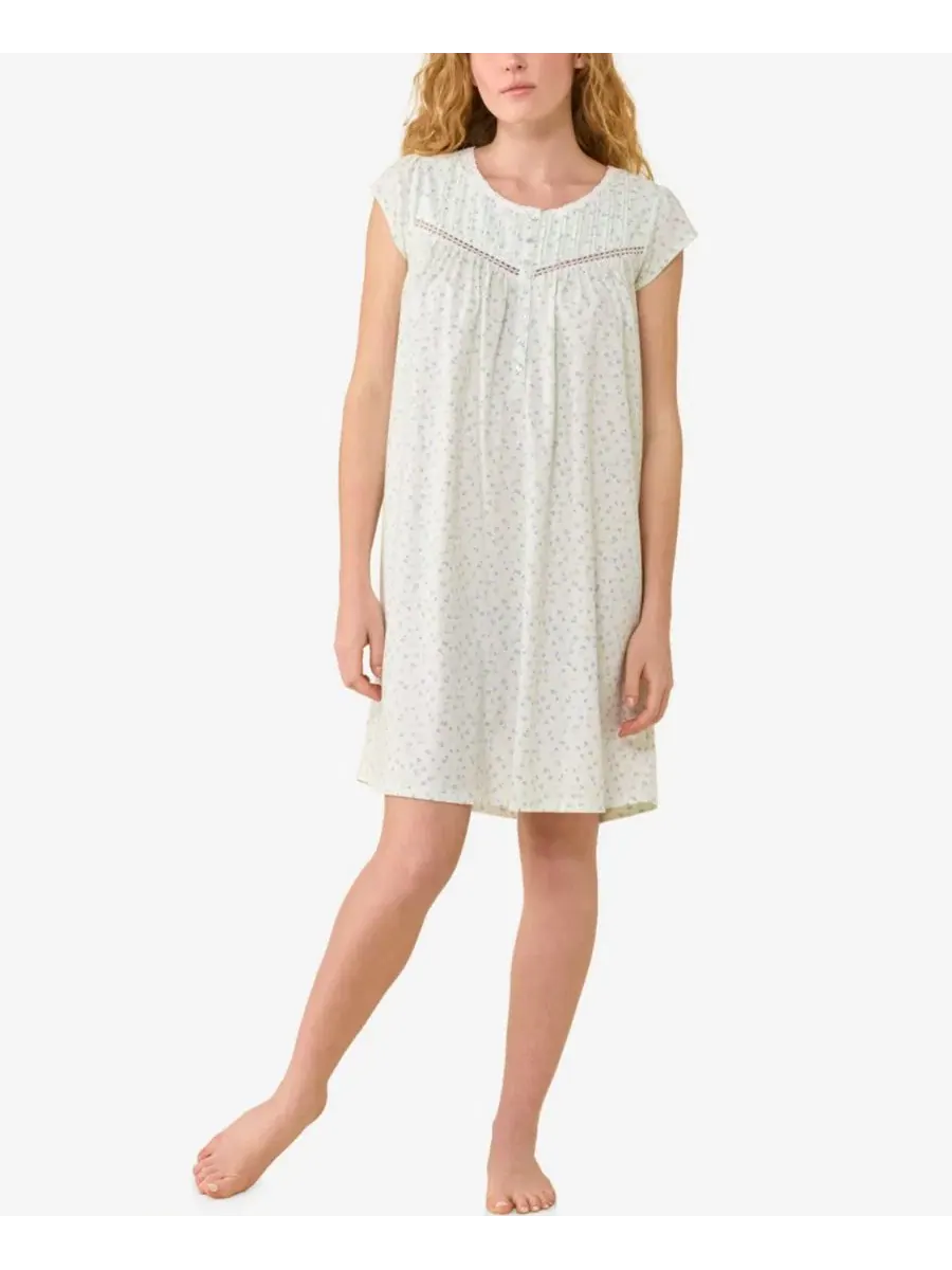 Ночная рубашка с коротким рукавом, с цветочным кружевом, модель Cap-Sleeve Jersey Knit Short Eileen
