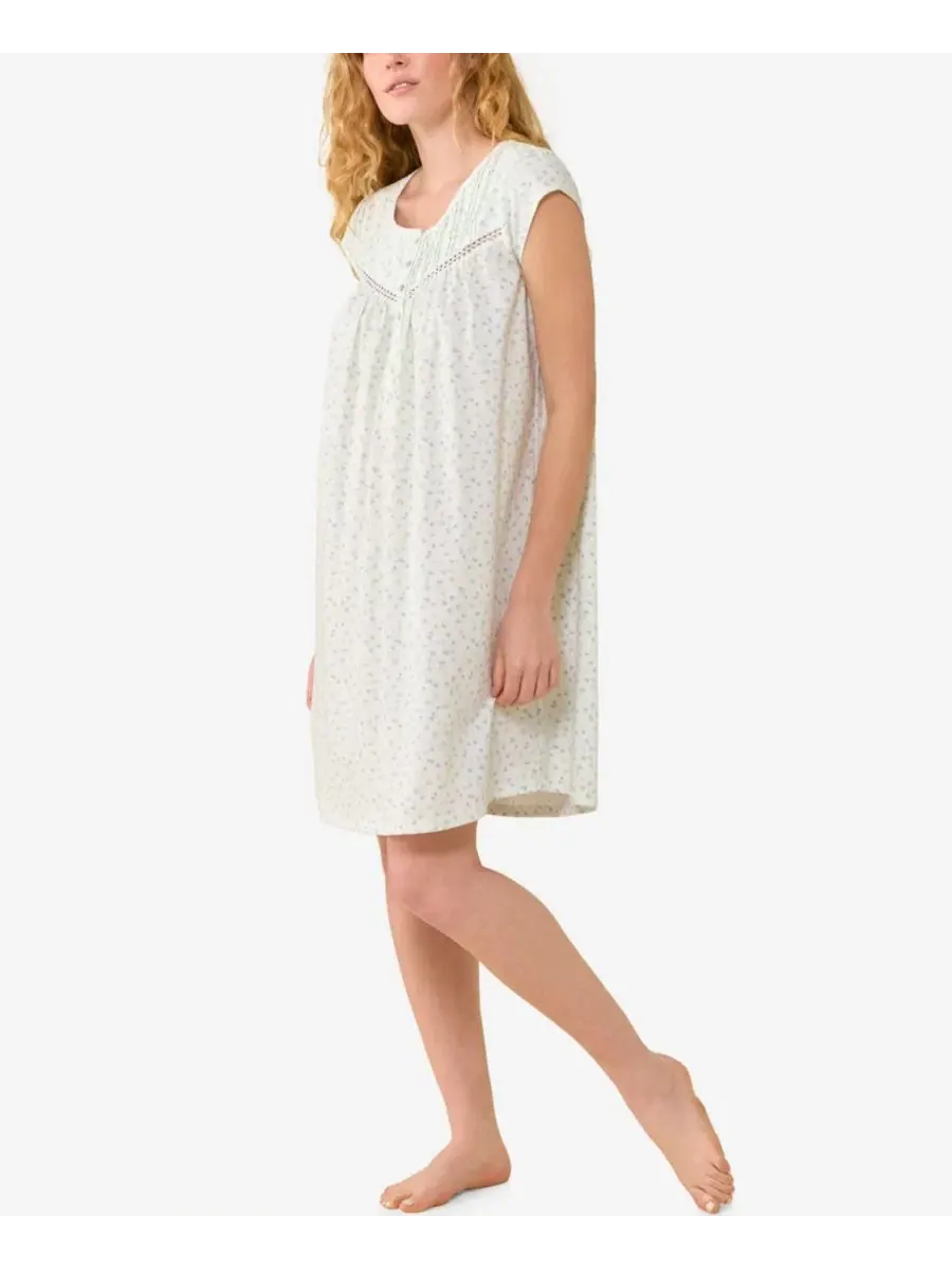 Ночная рубашка с коротким рукавом, с цветочным кружевом, модель Cap-Sleeve Jersey Knit Short Eileen — изображение 2 из 4