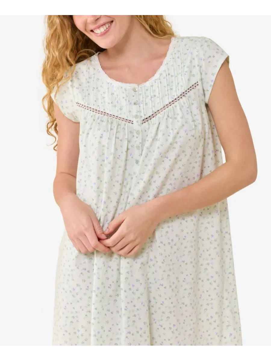 Ночная рубашка с коротким рукавом, с цветочным кружевом, модель Cap-Sleeve Jersey Knit Short Eileen — изображение 3 из 4