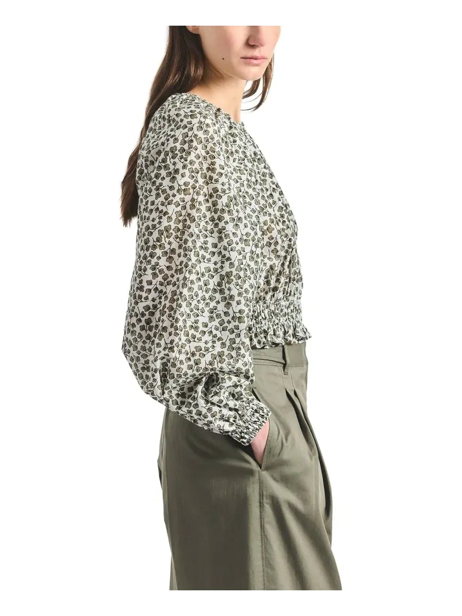 Блуза с принтом клевер и сборкой на талии Charlee Mini Clover Print Gathered Derek Lam 10 Crosby — изображение 2 из 4